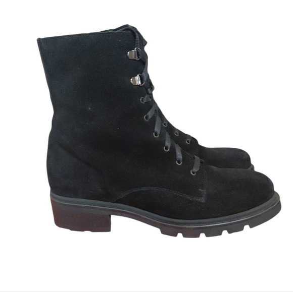 La Canadienne Suttan Black Suede Combat Boot Women's Black Waterproof Bootie 10 - Picture 5 of 11